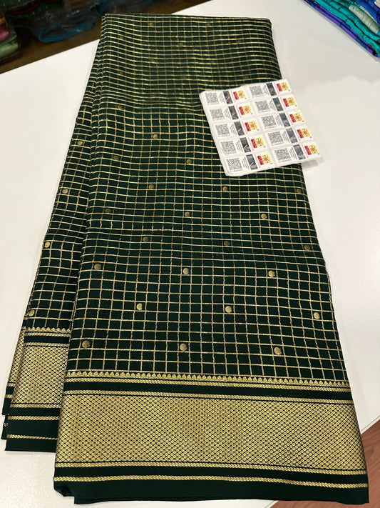 Checks with Motif  beautiful pattern Mysore silk sarees