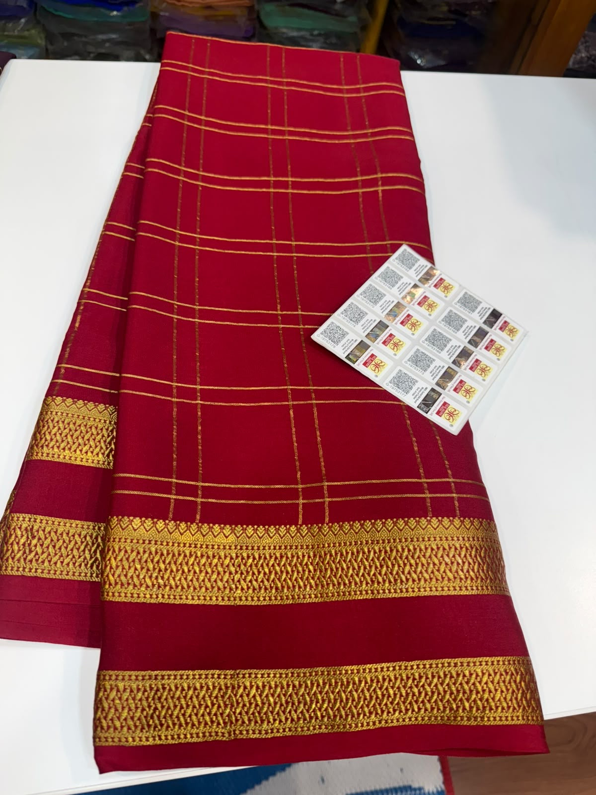 Mysore silk sarees self checks pattern