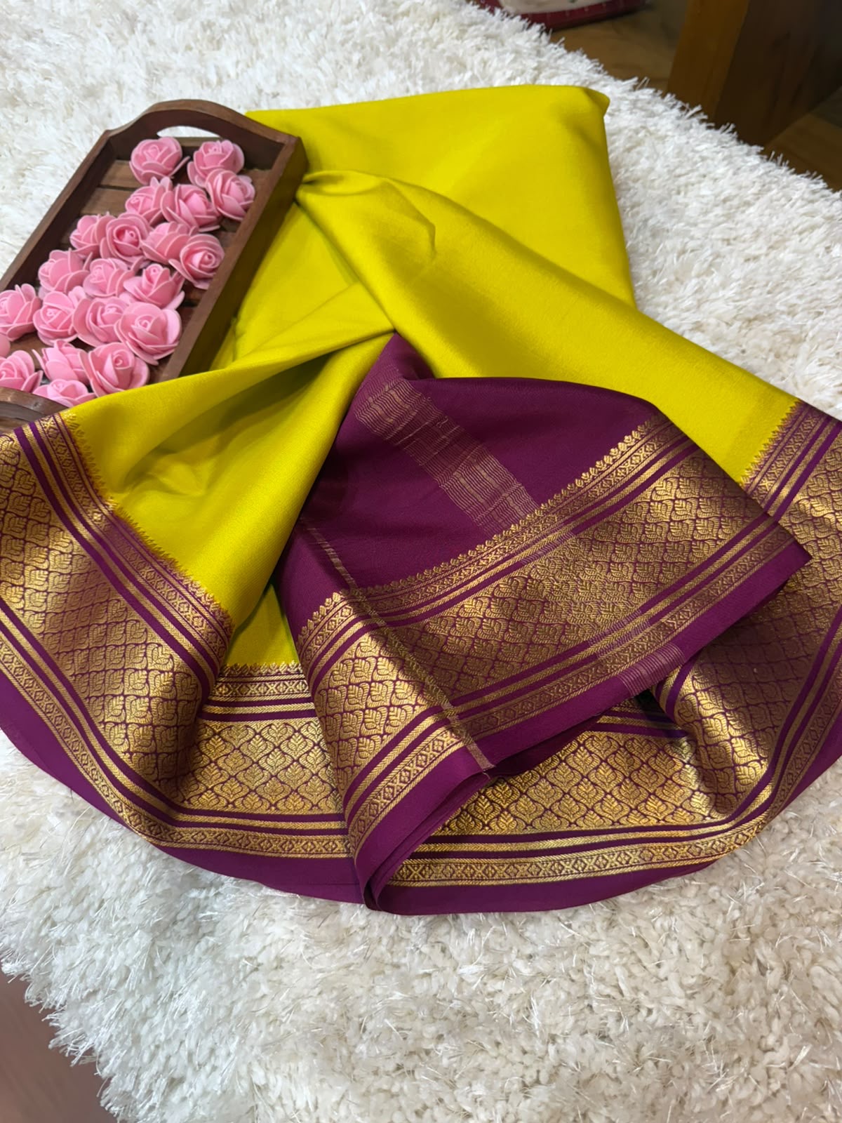 Mysore silk sarees contrast pattern