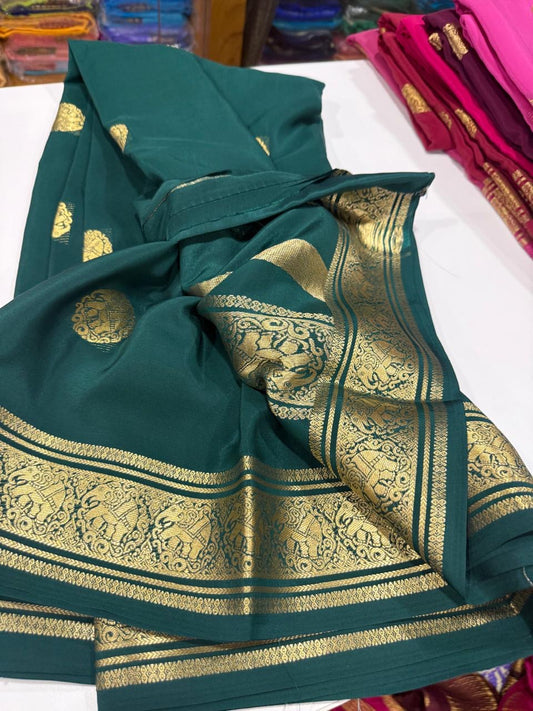 Pure zari Mysore silk sarees elephant butta