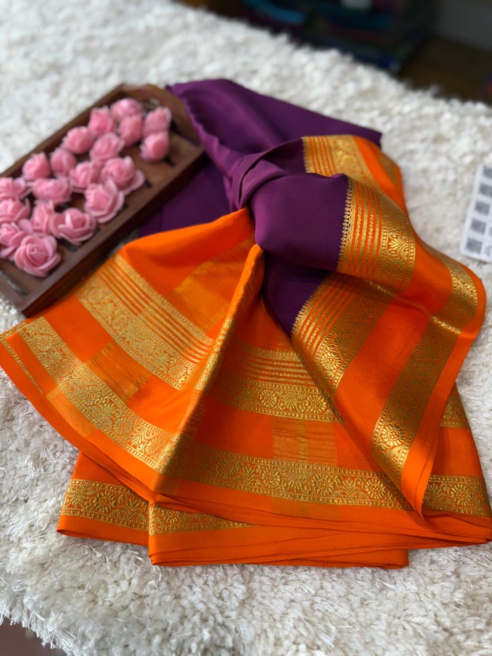 Mysore silk sarees contrast pattern