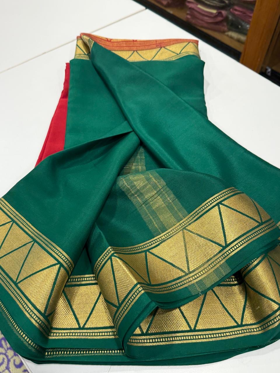 Half n Half pattern Mysore silk Saress