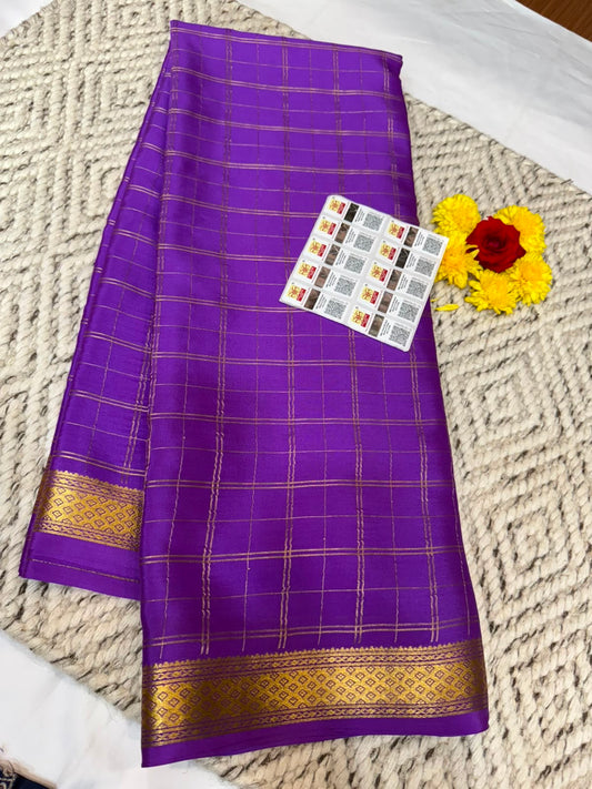 Mysore silk sarees checks pattern