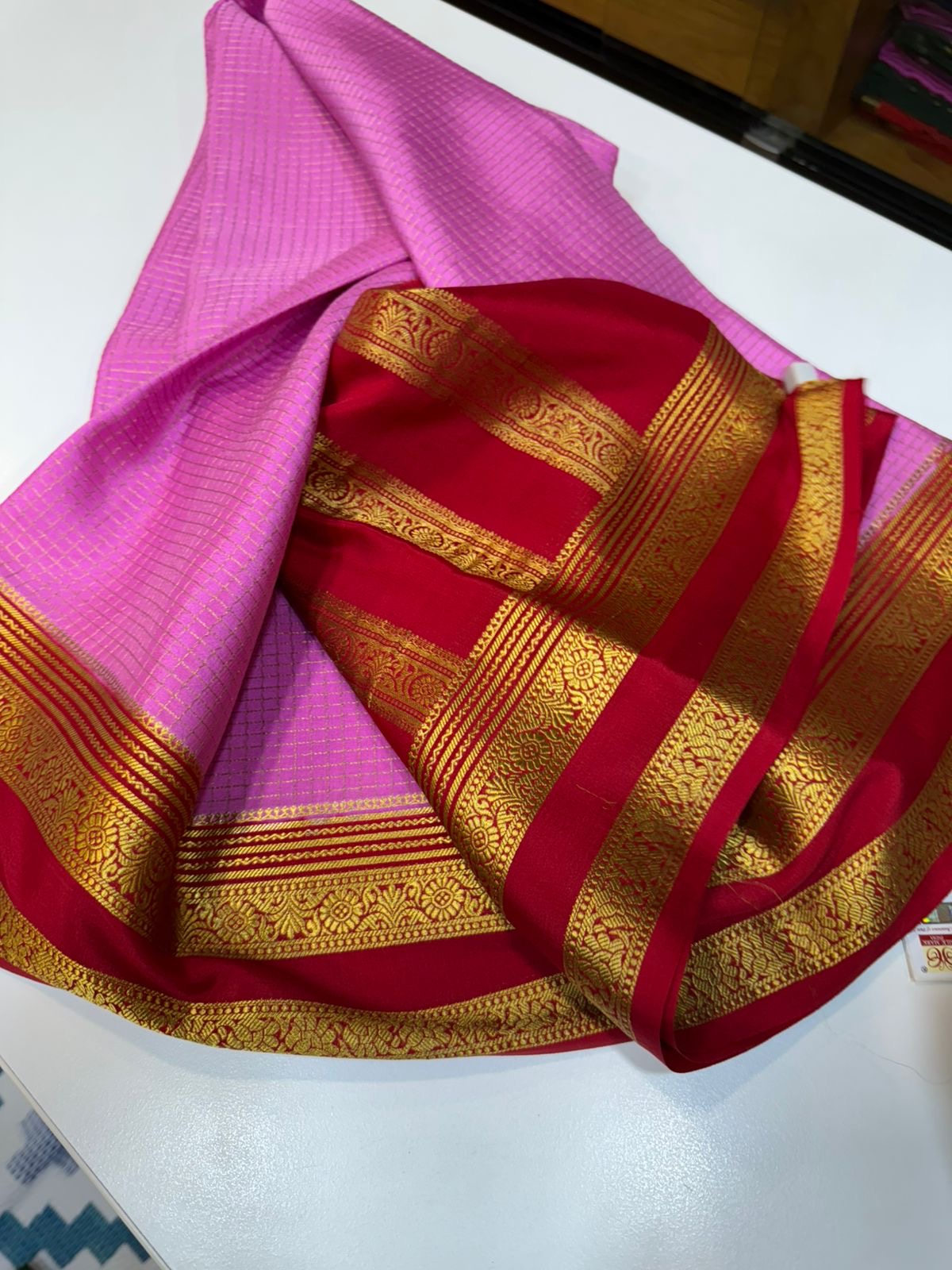 Mysore silk sarees checks pattern
