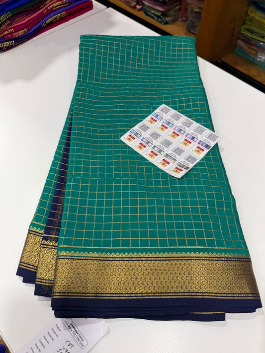 Mysore silk saree gold lace pattern