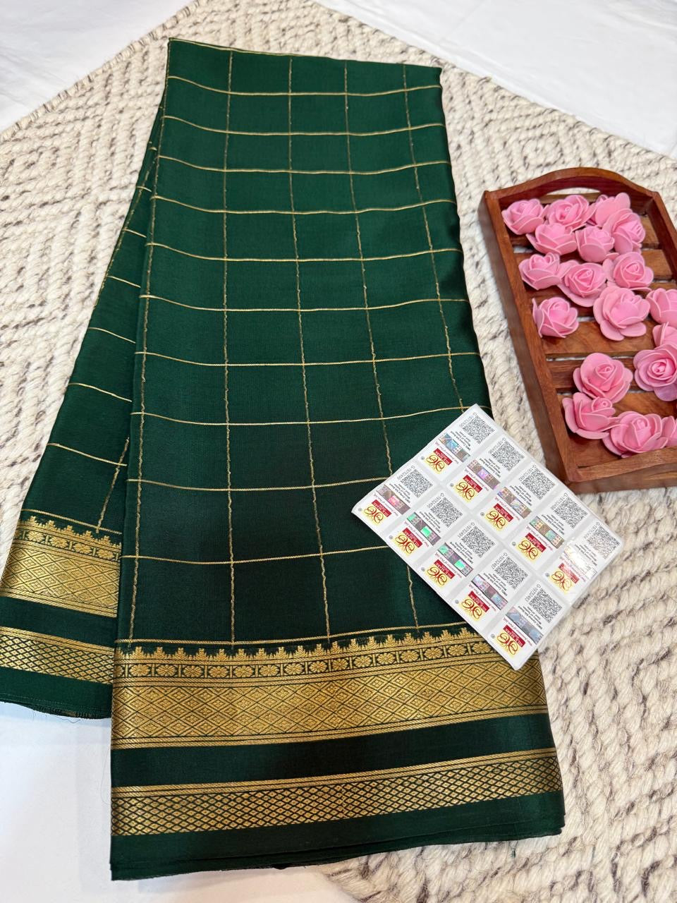 Mysore silk sarees checks pattern