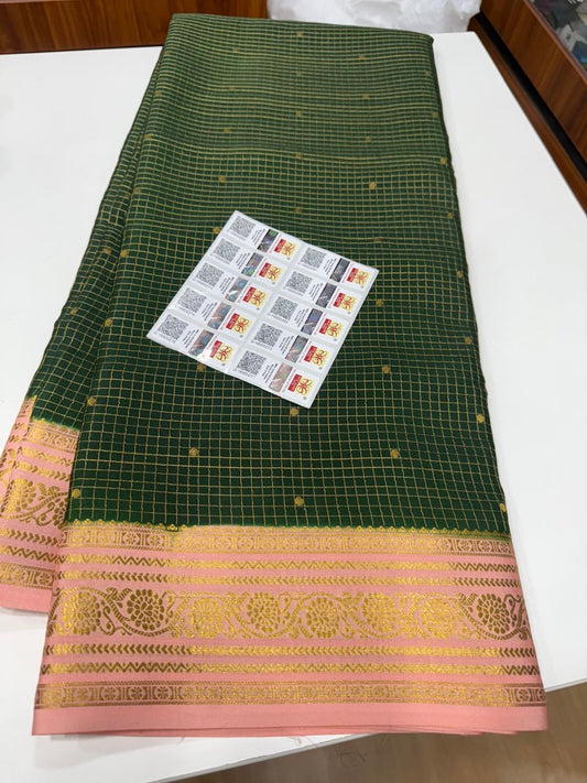 Mysore silk sarees contrast checks