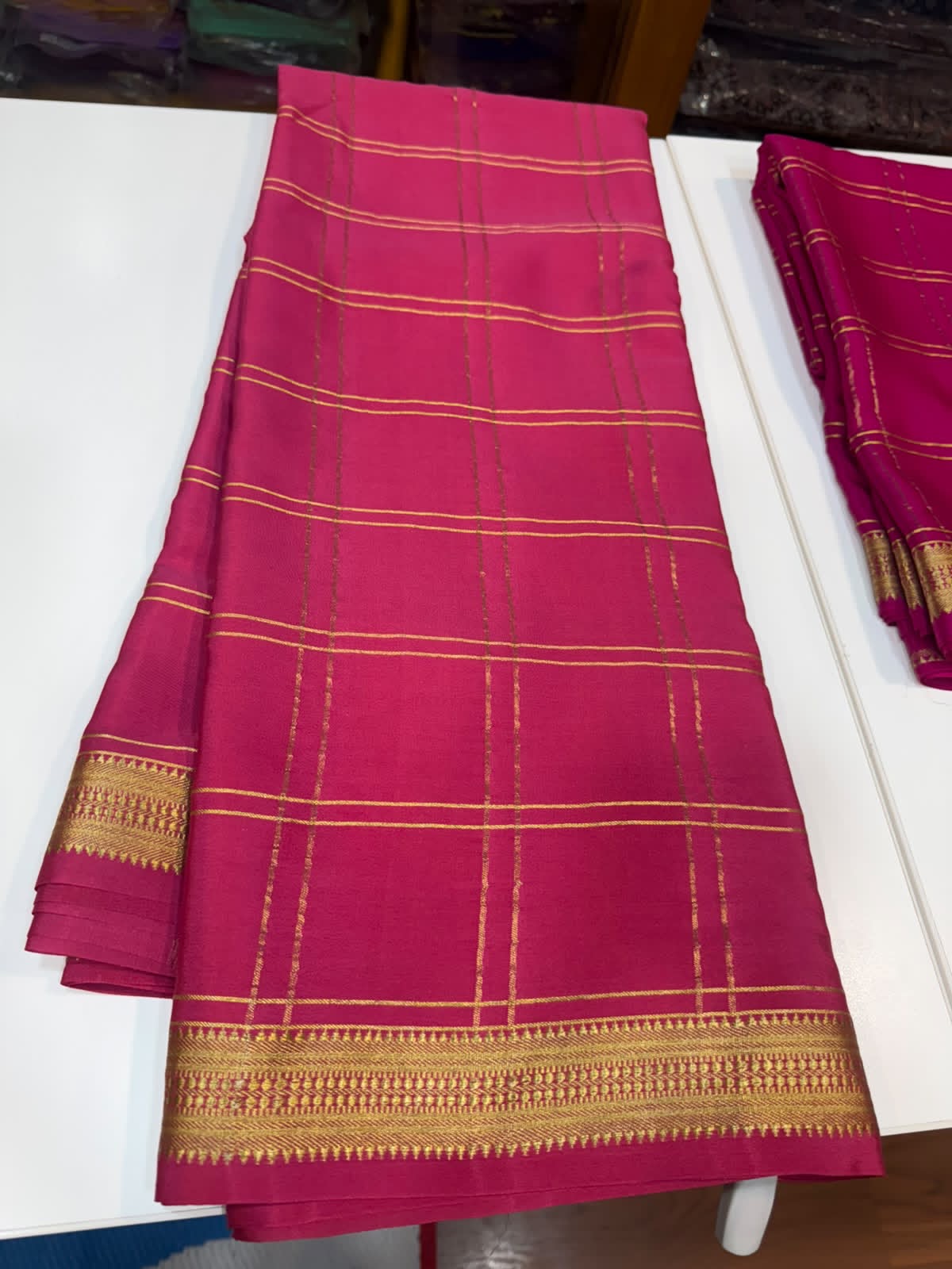 Mysore silk sarees self checks pattern