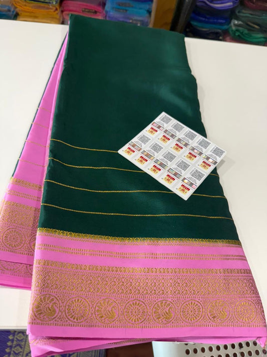 Mysore silk saree gold lace zari pattern