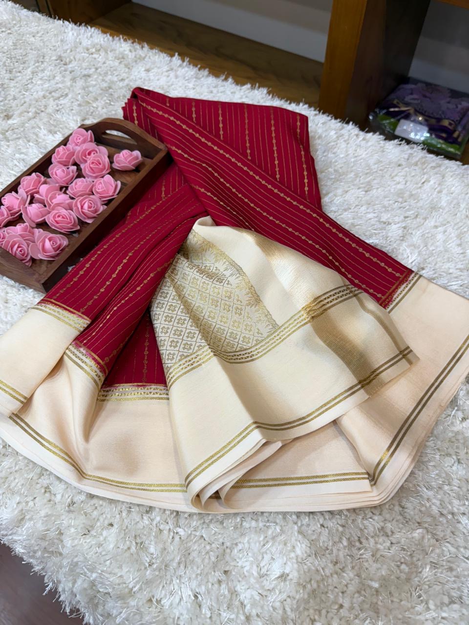 Mysore silk sarees contrast pattern