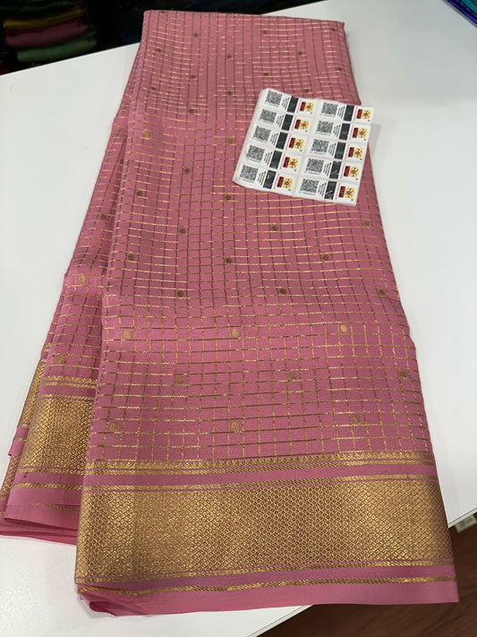 Checks with Motif  beautiful pattern Mysore silk sarees
