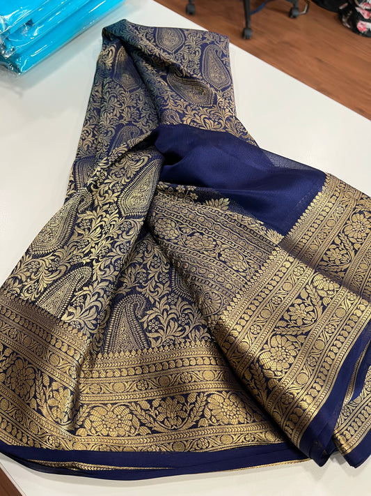 Beautiful Silk brocade fabric with zari weaving