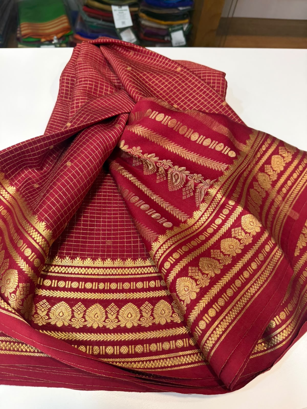 Mysore silk sarees checks pattern