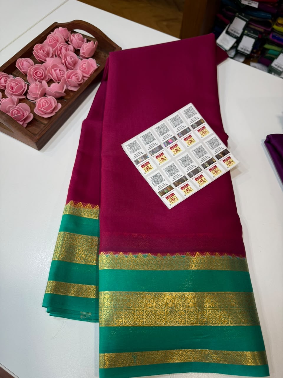 Mysore silk sarees light weight pattern