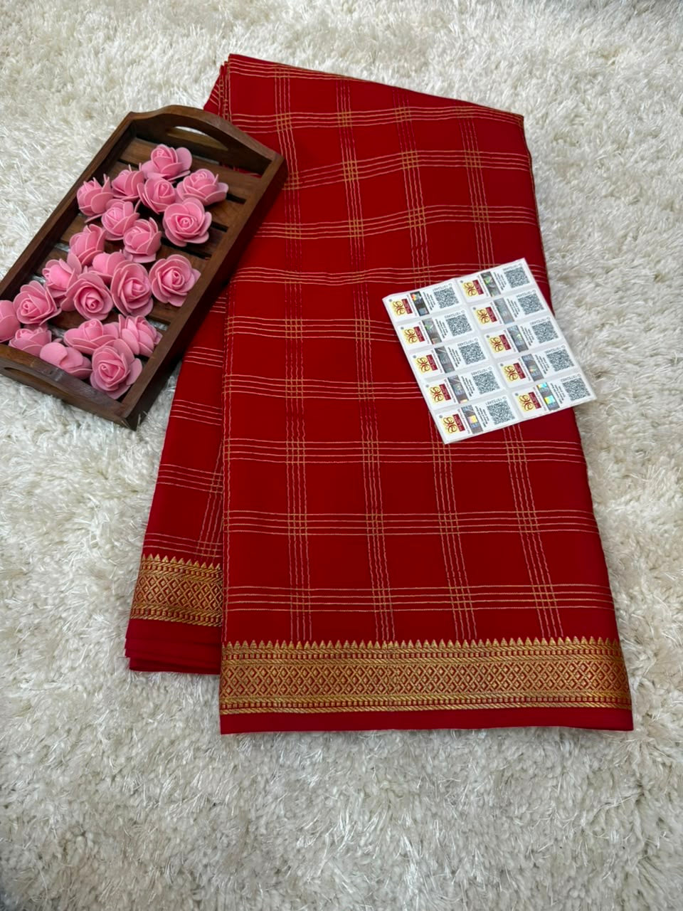 Mysore silk sarees checks pattern