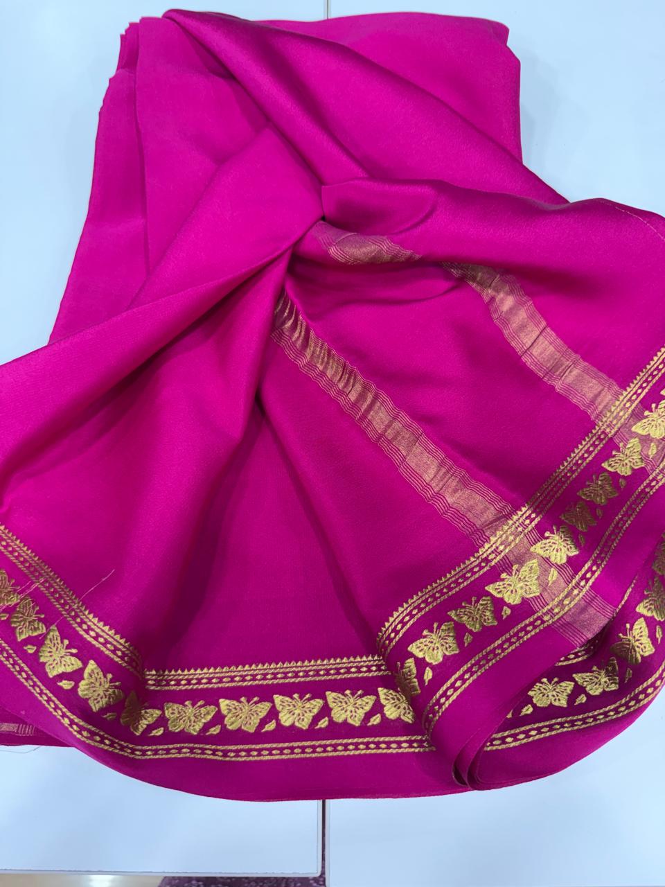 Small butterfly border self sarees