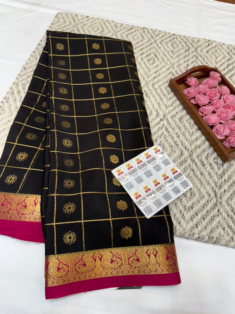 Mysore silk sarees checks pattern