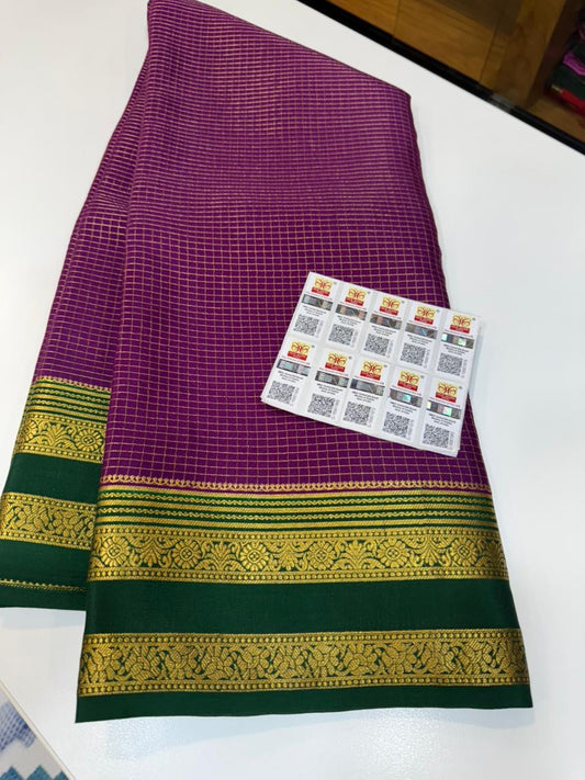 Mysore silk sarees checks pattern
