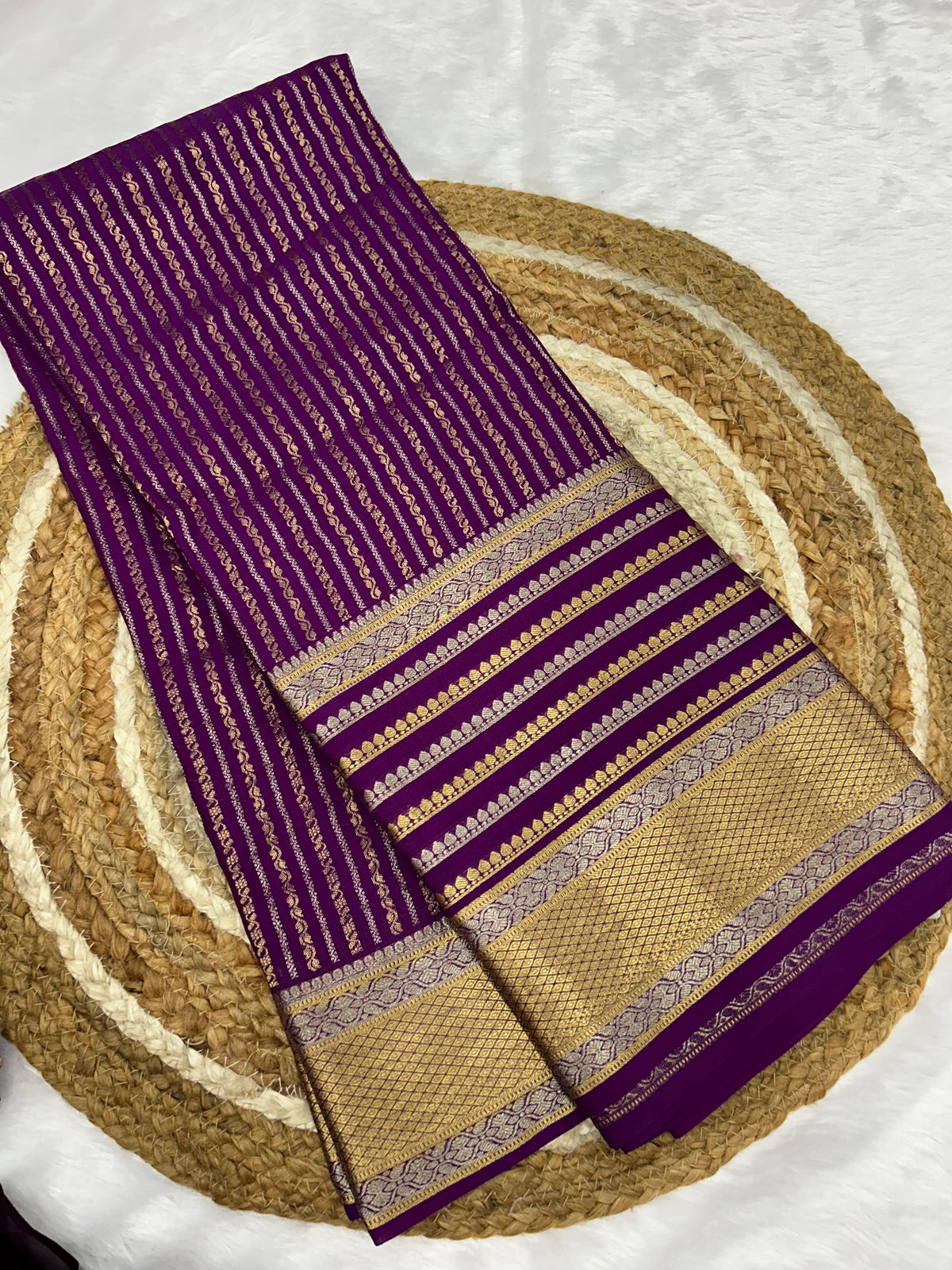 Mysore silk self stripes