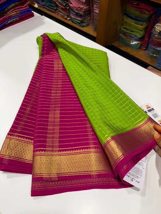 Mysore silk sarees golden lace pattern
