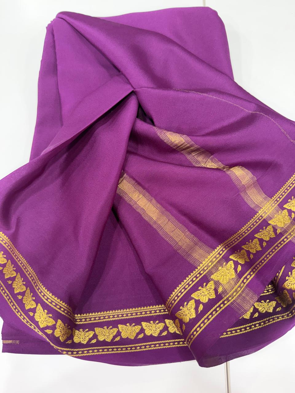 Small butterfly border self sarees
