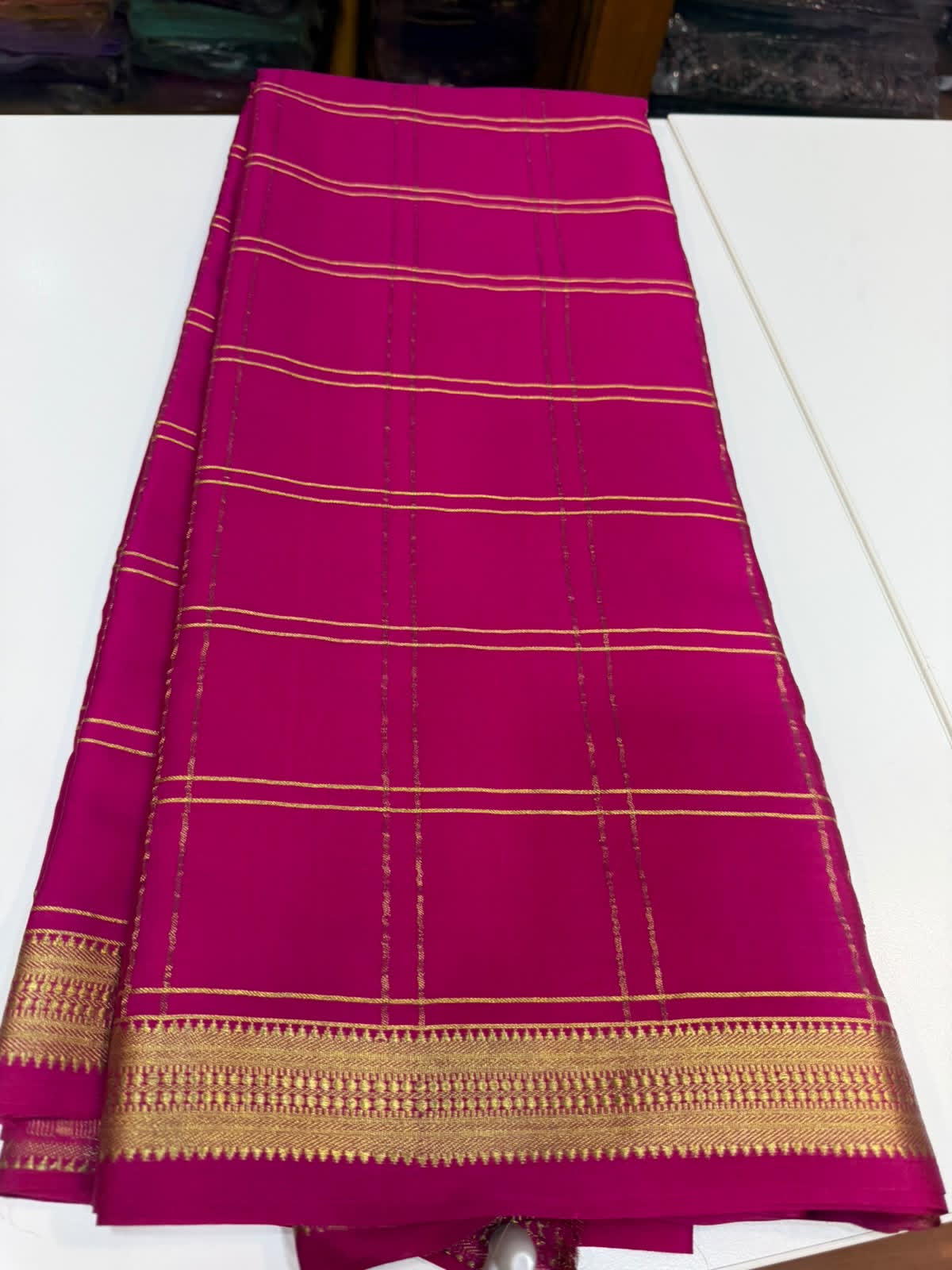 Mysore silk sarees self checks pattern