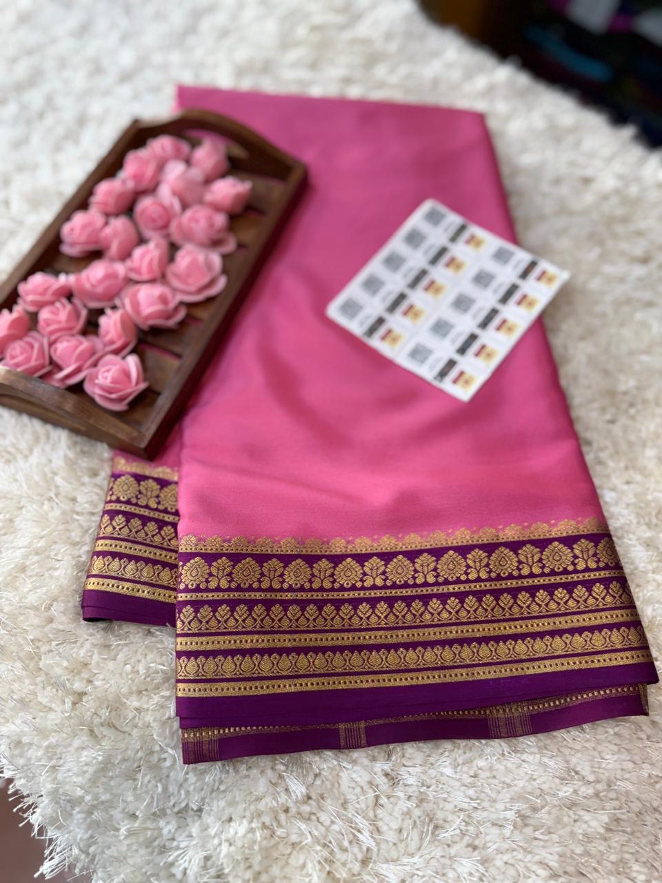 Mysore silk sarees contrast pattern