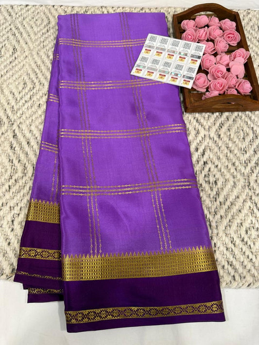 Mysore silk sarees checks pattern