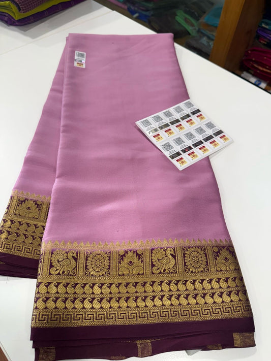 Traditional pattern mysore silk sarees with elegant color combinations