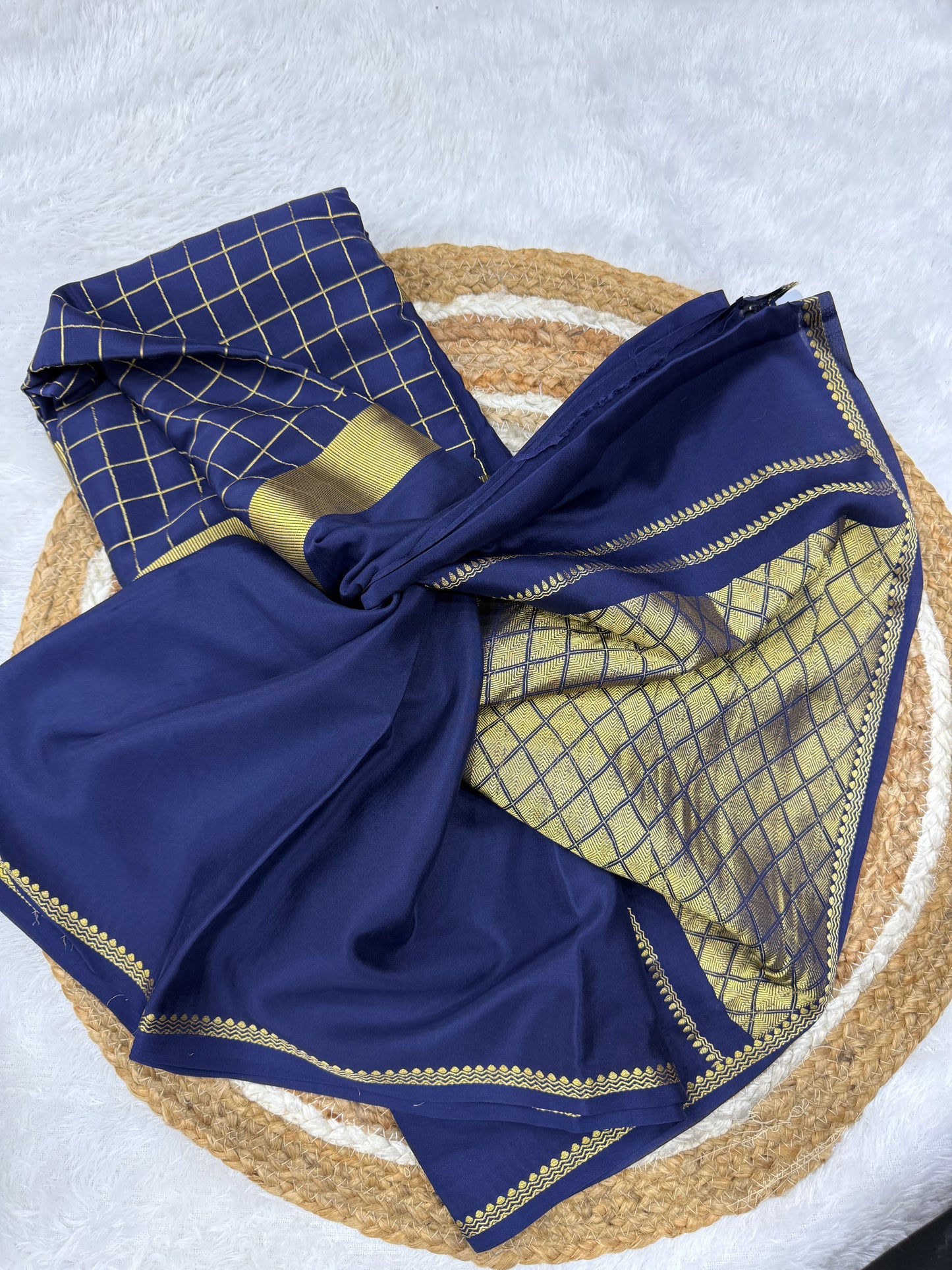 Mysore silk self center checks