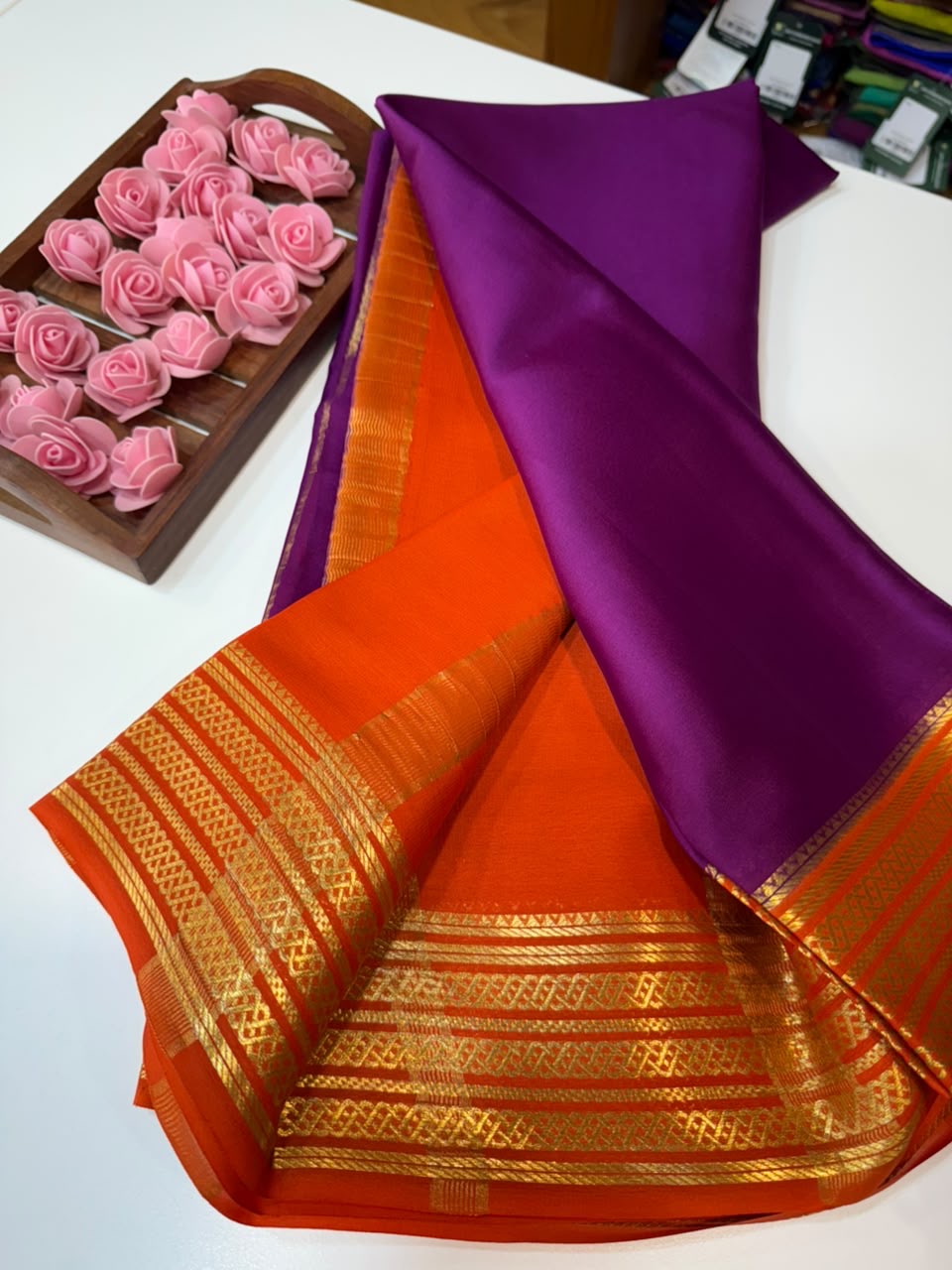 Mysore silk sarees light weight pattern