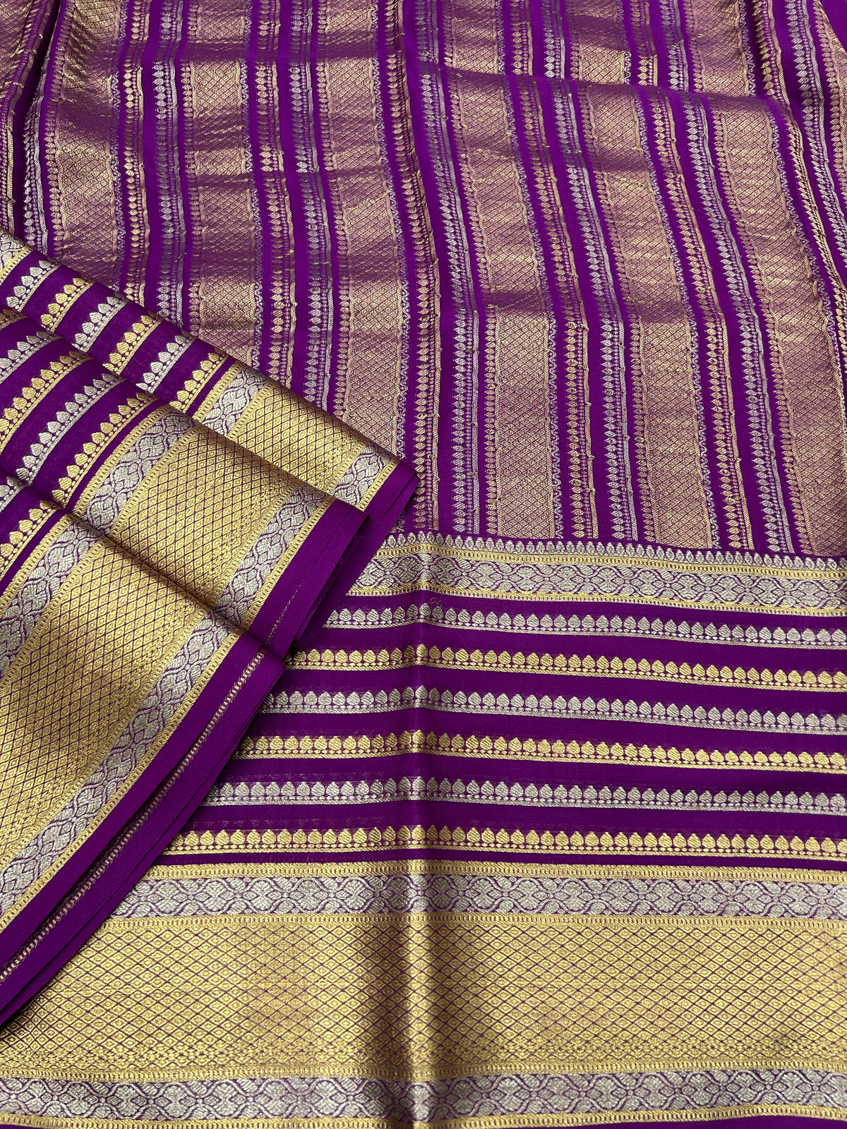 Mysore silk self stripes