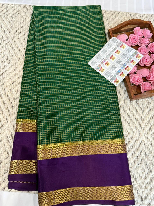 Mysore silk sarees checks pattern