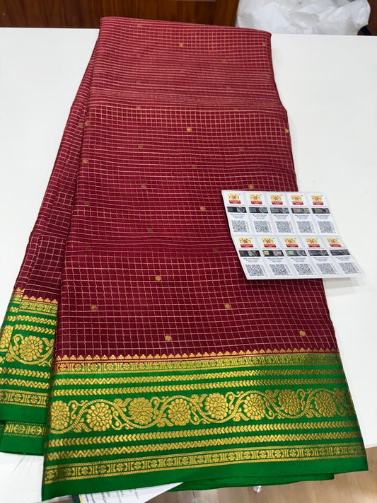 Mysore silk sarees contrast checks