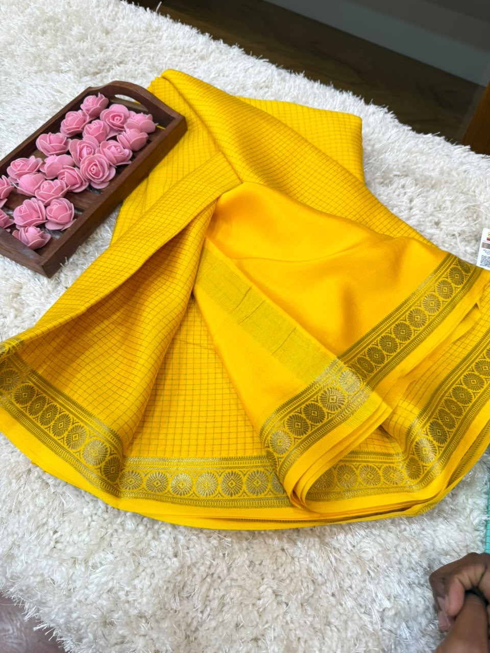 Mysore silk sarees self checks pattern