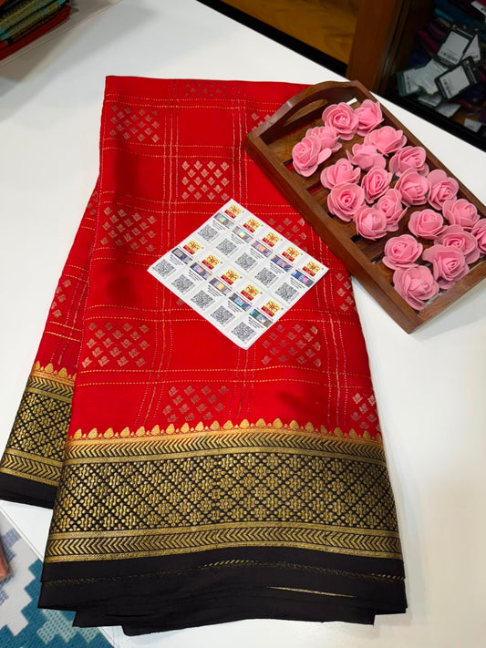Mysore silk sarees checks pattern