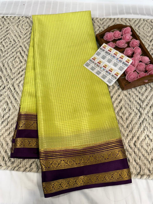 Mysore silk sarees checks pattern