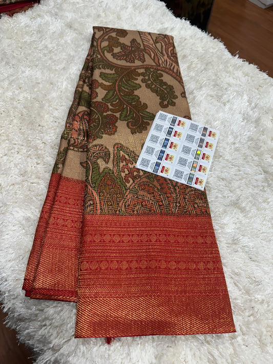 Pure digital print Kanjivaram silk sarees