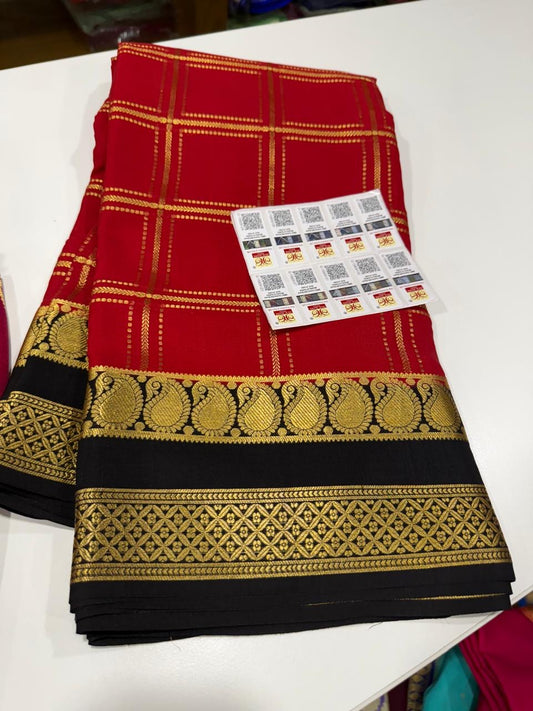 Checks pattern with rich  Pallu