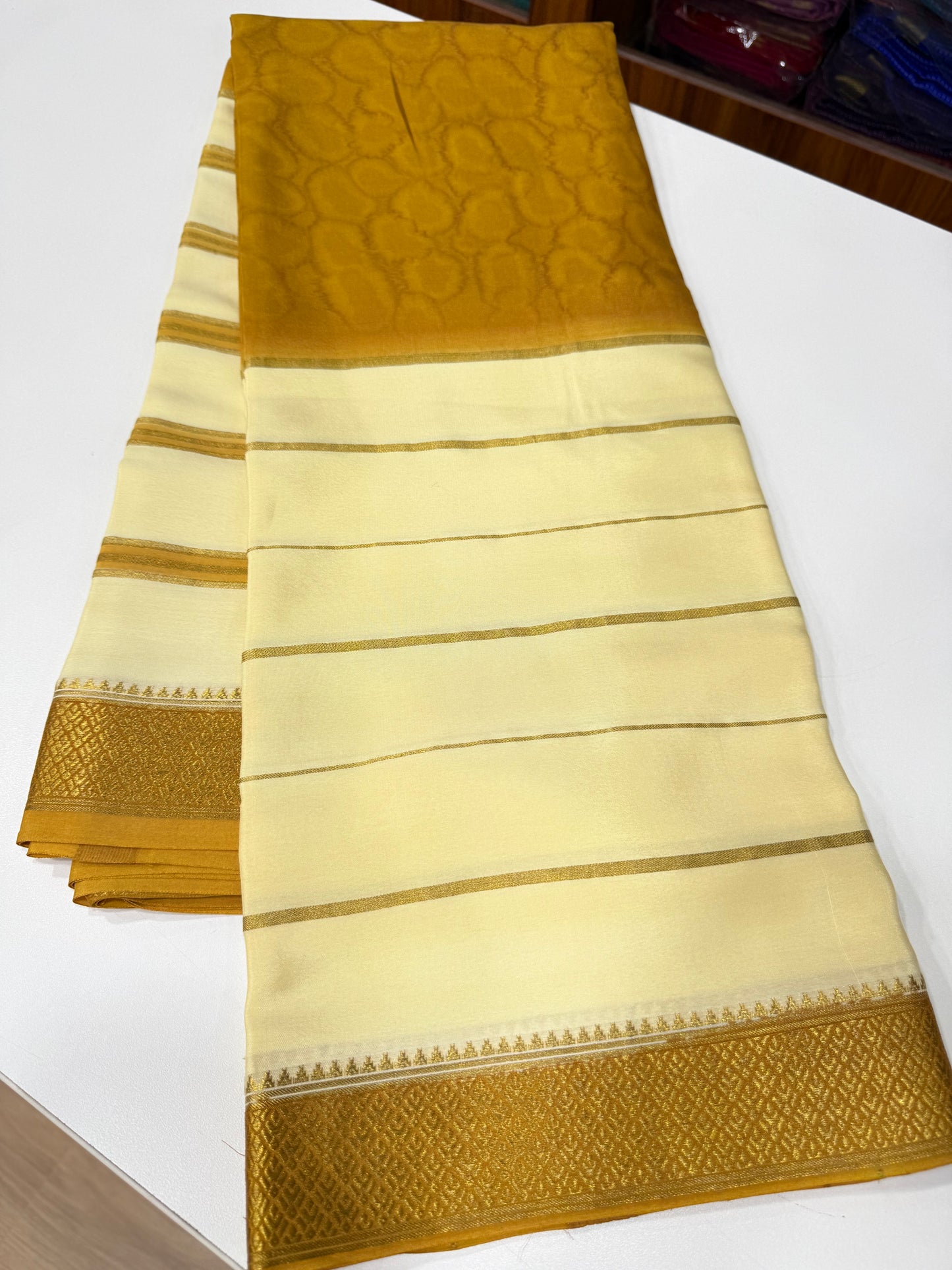 Mysore silk contrast stripes