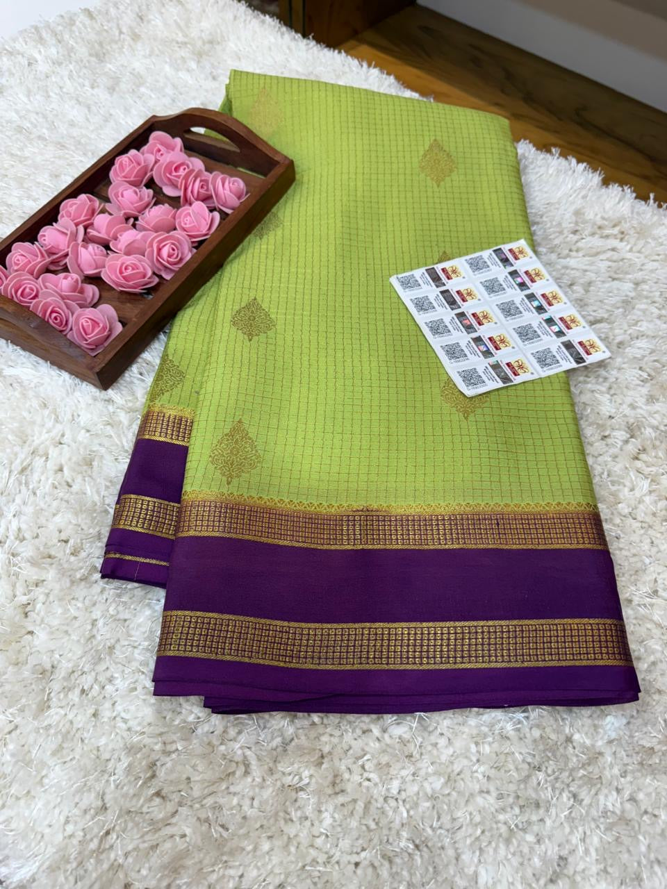 Mysore silk sarees checks pattern