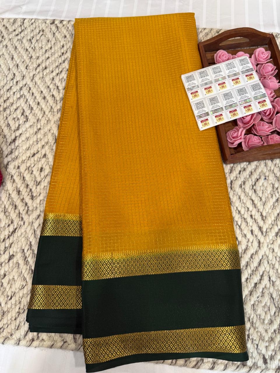 Mysore silk sarees checks pattern