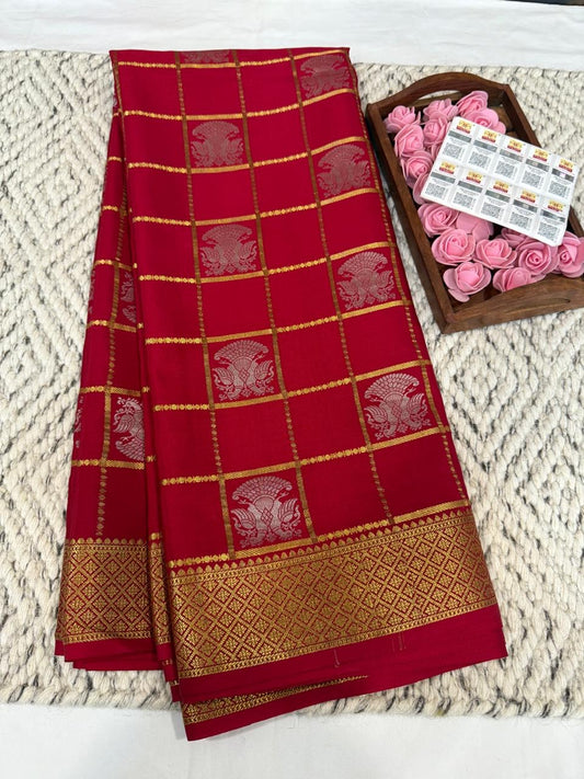 Mysore silk sarees checks pattern
