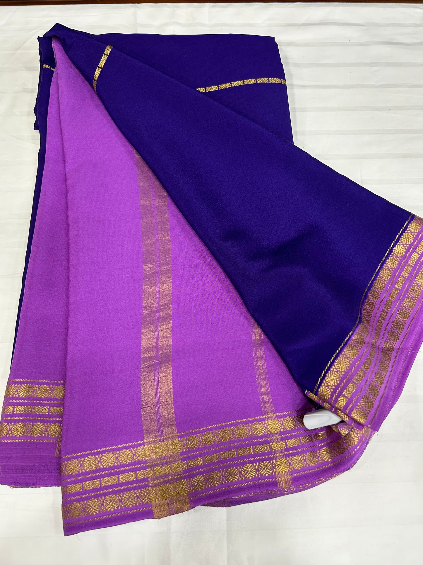 Gold lace Mysore silk saree