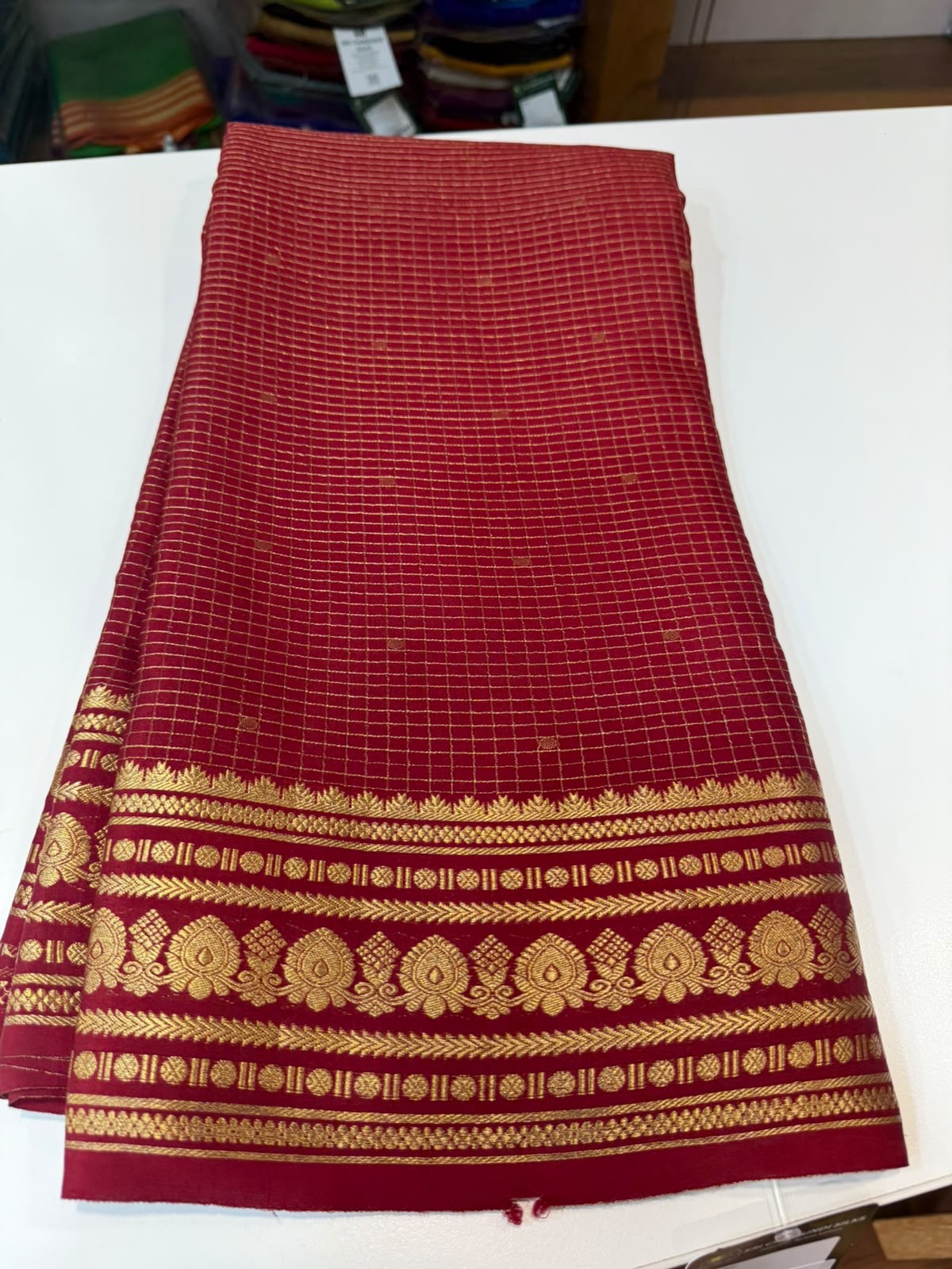 Mysore silk sarees checks pattern