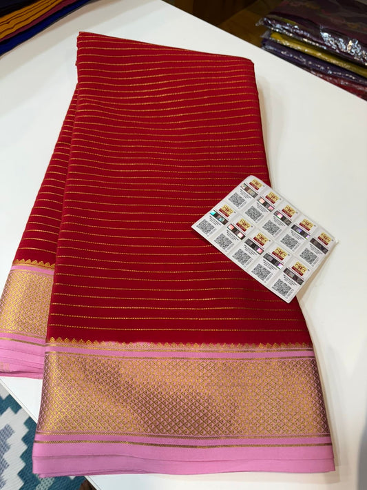 Mysore silk sarees contrast pattern