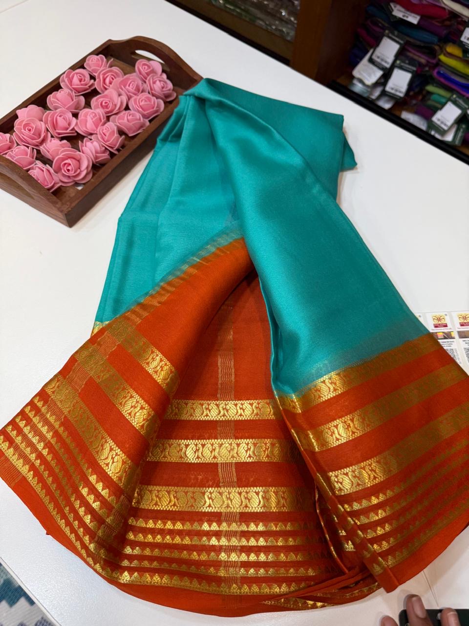 Mysore silk sarees light weight pattern