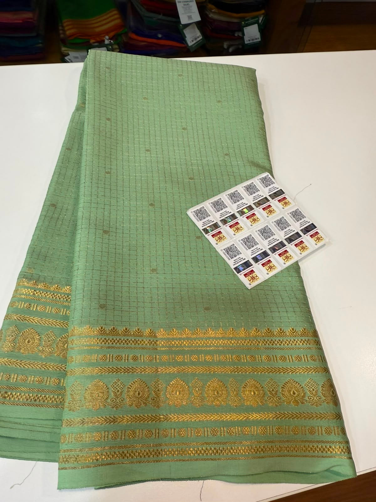 Mysore silk sarees checks pattern