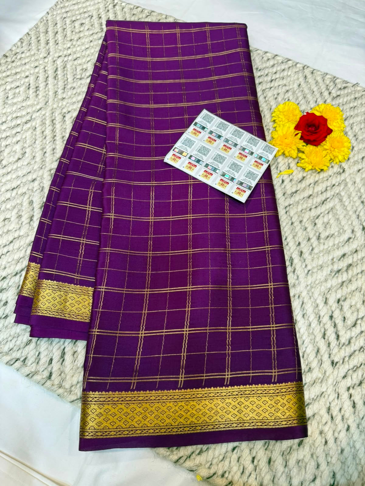 Mysore silk sarees checks pattern