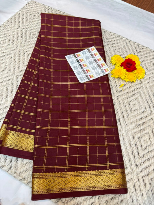 Mysore silk sarees checks pattern